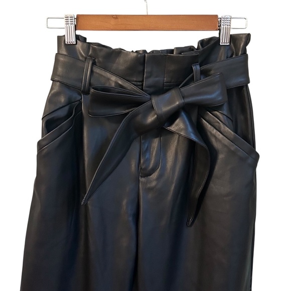 Elan Faux Leather Paper Bag Waist Pants Joggers Women’s SZ Medium in Black - Picture 2 of 7